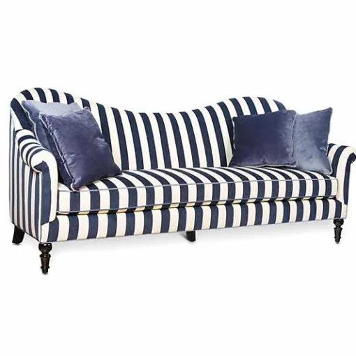 Marquee Navy Stripe Chenille Sofa