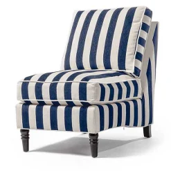Marquee Navy Stripe Chenille Armless Chair