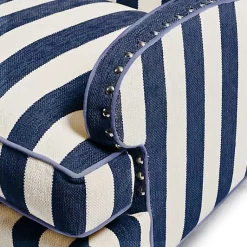 Marquee Navy Stripe Chenille Wing Chair