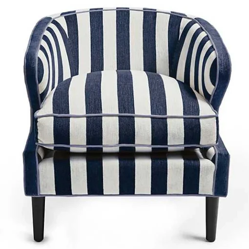 Marquee Navy Stripe Chenille Accent Chair