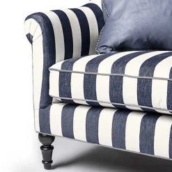 Marquee Navy Stripe Chenille Sofa