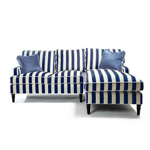Marquee Navy Stripe 2-Piece Right Arm Chaise Sectional