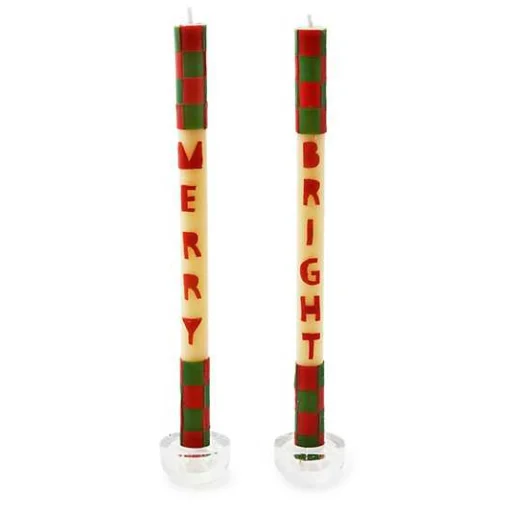 Merry  Bright Dinner Candles, Set of 2