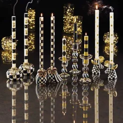 Mini Black  Gold Dinner Candles, Set of 6