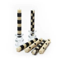 Mini Black  Ivory Dinner Candles, Set of 6
