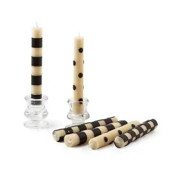 Mini Black  Ivory Dinner Candles, Set of 6