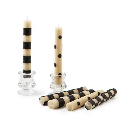 Mini Black  Ivory Dinner Candles, Set of 6
