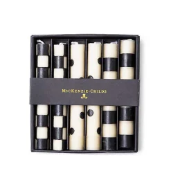 Mini Black  Ivory Dinner Candles, Set of 6