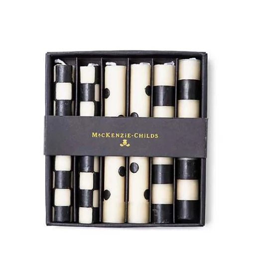 Mini Black  Ivory Dinner Candles, Set of 6