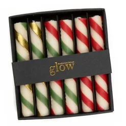 Mini Candy Cane Dinner Candles, Set of 6