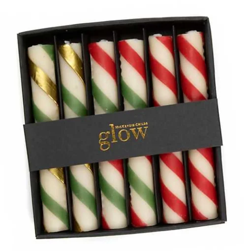 Mini Candy Cane Dinner Candles, Set of 6