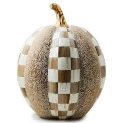 Mocha Check  Block Print Tall Pumpkin