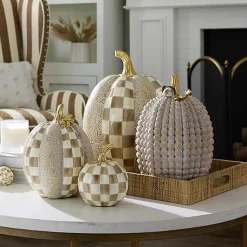Mocha Check  Block Print Tall Pumpkin
