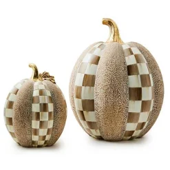 Mocha Check  Block Print Tall Pumpkin