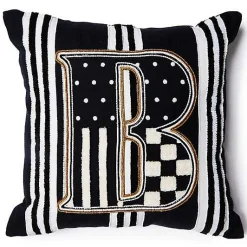 Monogram B Beaded Throw Pillow