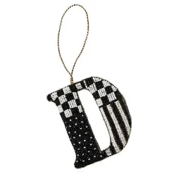 Monogram Beaded D Ornament