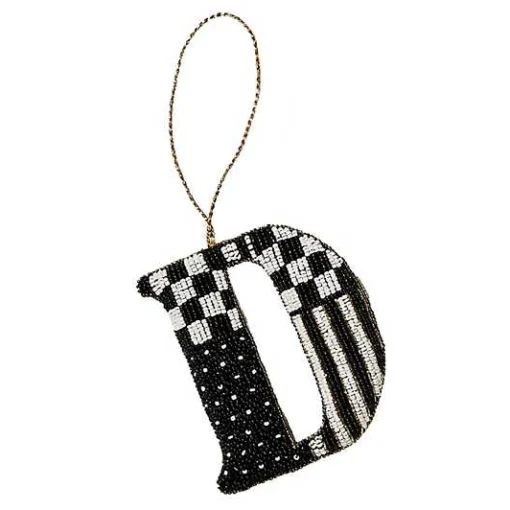 Monogram Beaded D Ornament