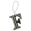 Monogram Beaded F Ornament