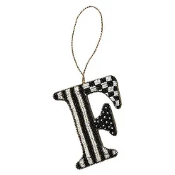 Monogram Beaded F Ornament