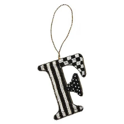 Monogram Beaded F Ornament