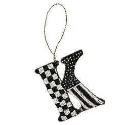 Monogram Beaded K Ornament