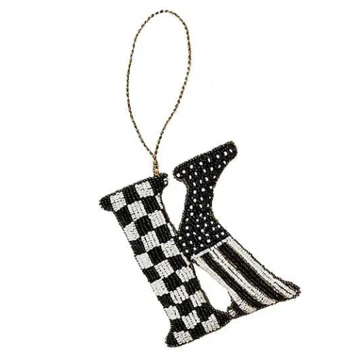 Monogram Beaded K Ornament