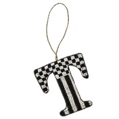 Monogram Beaded T Ornament