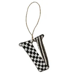 Monogram Beaded V Ornament