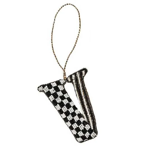 Monogram Beaded V Ornament