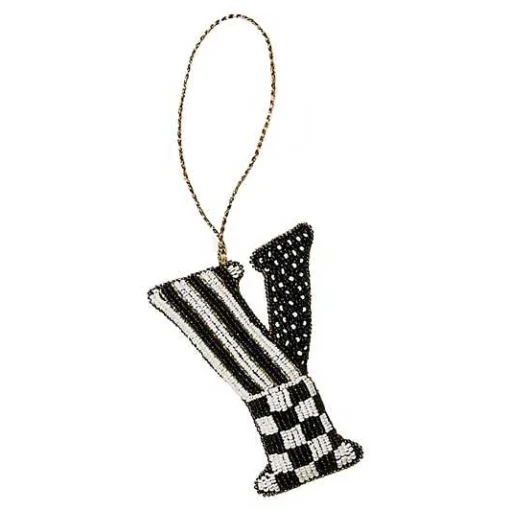 Monogram Beaded Y Ornament