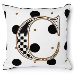 Monogram C Beaded Throw Pillow