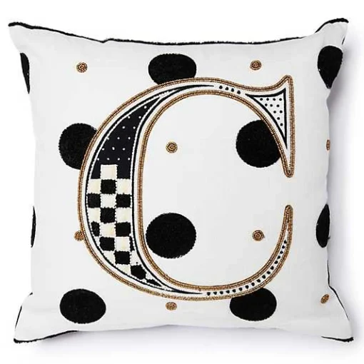 Monogram C Beaded Throw Pillow