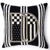 Monogram D Beaded Throw Pillow