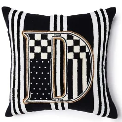 Monogram D Beaded Throw Pillow