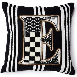 Monogram E Beaded Throw Pillow