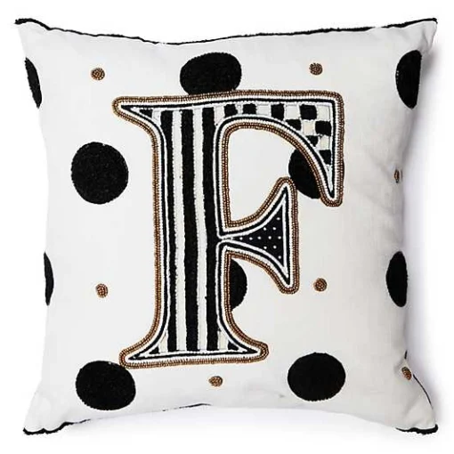 Monogram F Beaded Throw Pillow