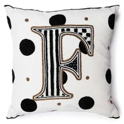 Monogram F Beaded Throw Pillow