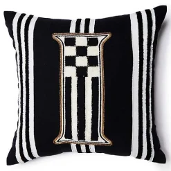 Monogram I Beaded Throw Pillow