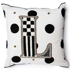 Monogram L Beaded Throw Pillow