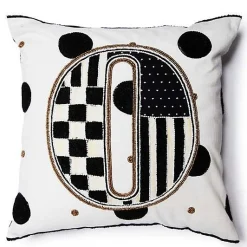 Monogram O Beaded Throw Pillow