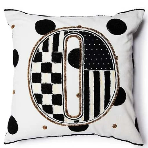 Monogram O Beaded Throw Pillow