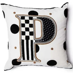 Monogram P Beaded Throw Pillow