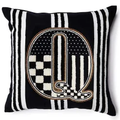 Monogram Q Beaded Throw Pillow