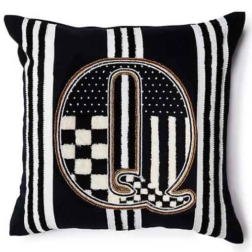 Monogram Q Beaded Throw Pillow