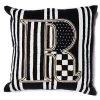 Monogram R Beaded Throw Pillow