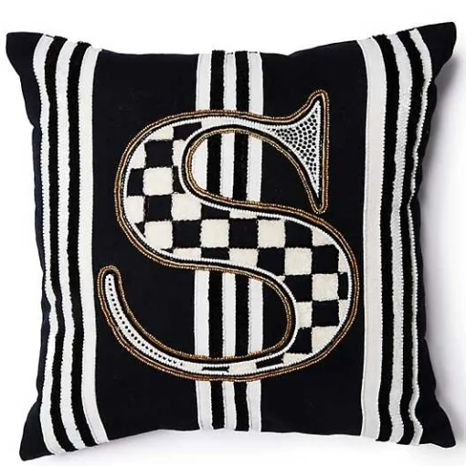 Monogram S Beaded Throw Pillow