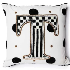 Monogram T Beaded Throw Pillow