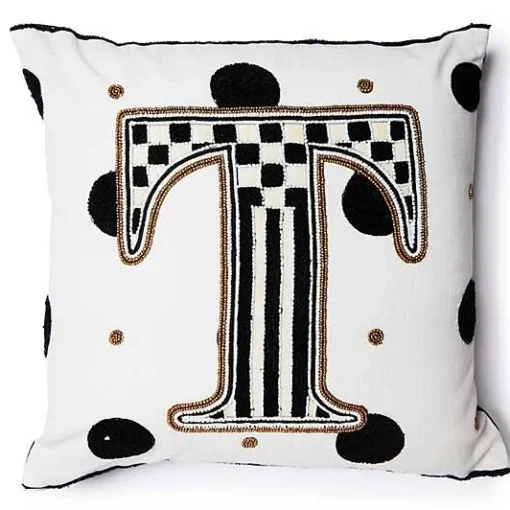Monogram T Beaded Throw Pillow