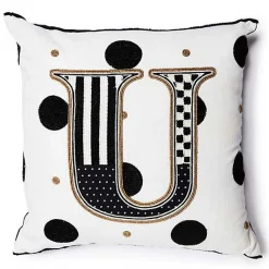 Monogram U Beaded Throw Pillow