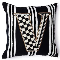 Monogram V Beaded Throw Pillow